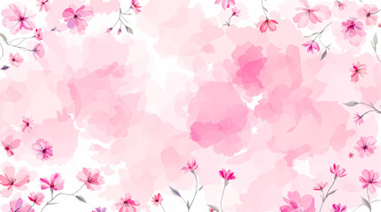 Seamless pattern of vibrant watercolor flowers and elegantly shaped leaves on white background, striking visual appeal perfect for any project or creative endeavor. Delicate watercolor flower