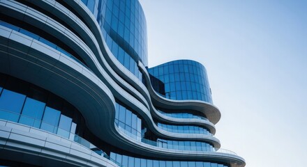 Modern architecture curved glass building facade