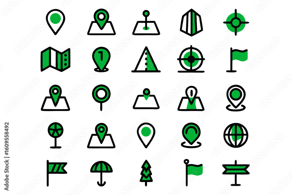 Poster guidance line editable icon set contains icons rel 1