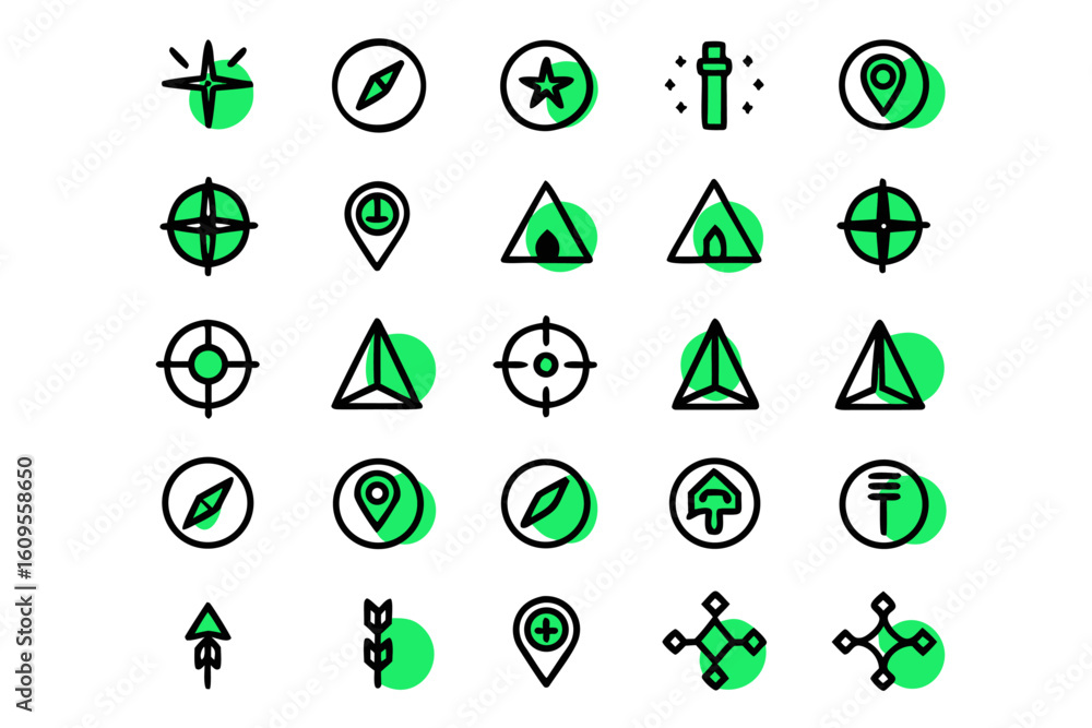 Aufkleber comprehensive collection of guidance line symbols and directional markers presented as a unified gra