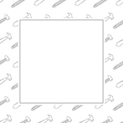 construction frame. doodle construction tool square frame. hand drawn construction frame background. construction tool background