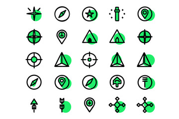 Comprehensive collection of guidance line symbols and directional markers presented as a unified graphic element for clear communication and instruction