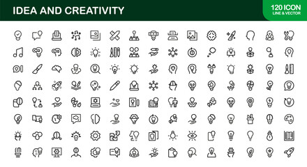 Idea and Creativity Professional Modern Line Icon Set with Unique Minimal Designs for Business Innovation