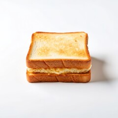 Korean food, A delicious Korean street toast served in the corner on a white background, highlighting its vibrant colors and appealing presentation.