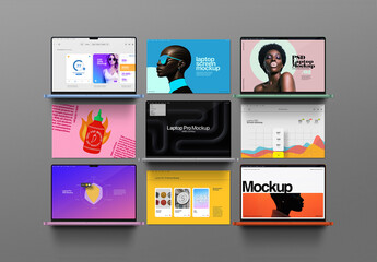 Laptop Mockup Pro and Presentation Set (9 Objects)