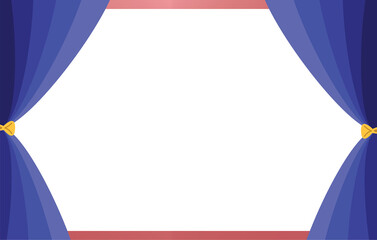 Stage Curtain Reveal: An illustration captures the anticipation and drama of a stage reveal, with elegant blue curtains framing a blank canvas, ready for the spotlight. 