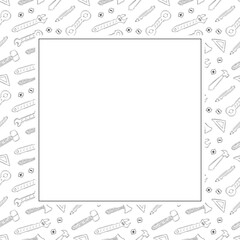 construction frame. doodle construction tool square frame. hand drawn construction frame background. construction tool background