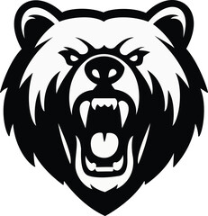 Roaring Bear Head Logo – Wild Animal Mascot Vector for Tattoos & Sports Emblems