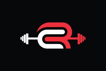 CR Letters Fitness Barbell Logo	