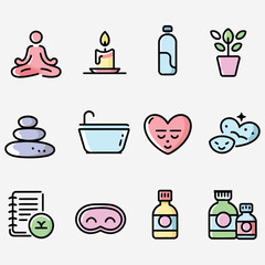 Wellness and Health Icons Set – Line, Flat, Minimalist