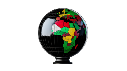 Globes of the world showcasing Africa with vibrant colors