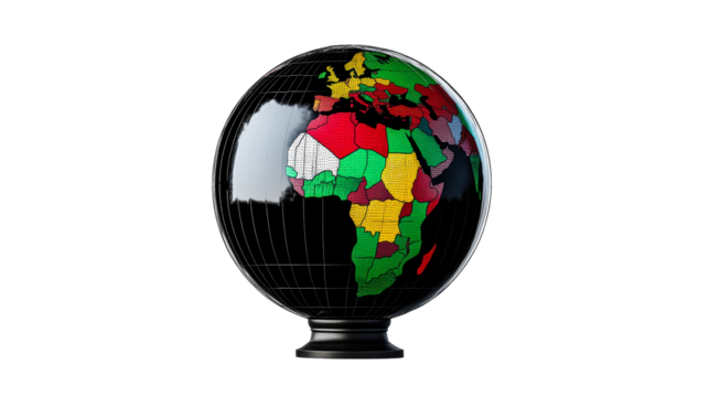 Globes of the world showcasing Africa with vibrant colors