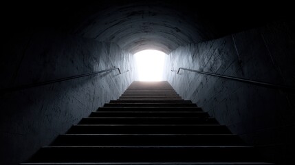 Fototapeta premium Beautiful photo of concrete Staircase Leading to Sunlight in Underground Tunnel.