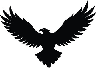 Obraz premium Majestic eagle in full flight silhouette isolated on white background