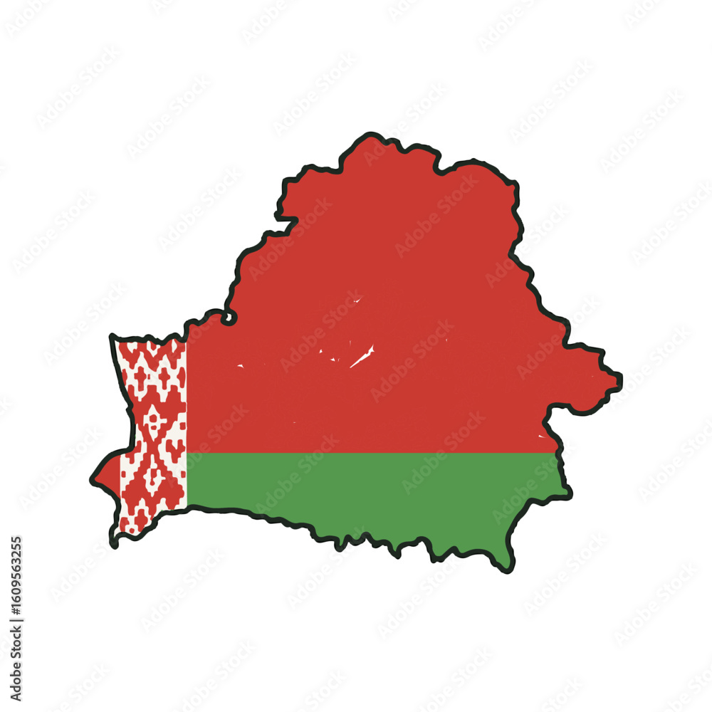 Poster outline of the country belarus with a flag on a white background vector vector outline of the countr