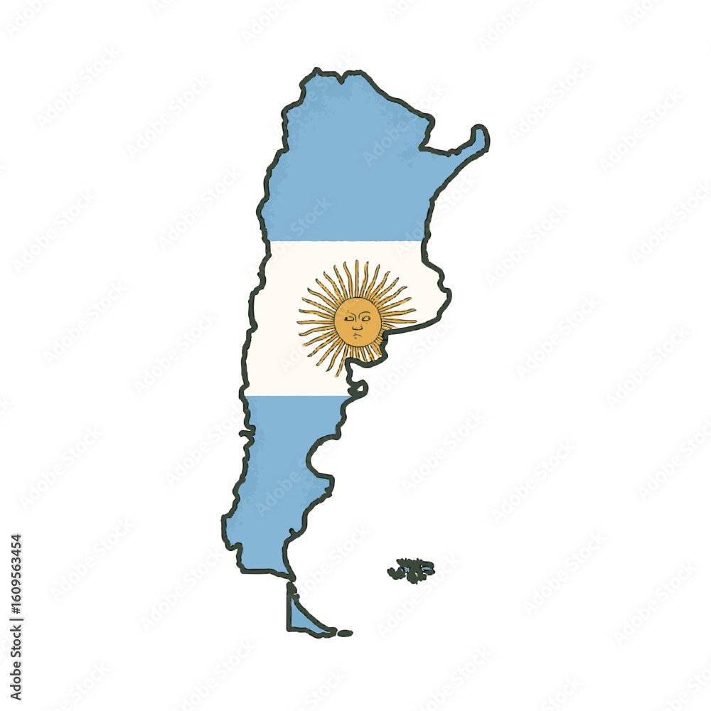 Poster outline of the country argentina with a flag on a white background vector vector outline of the coun