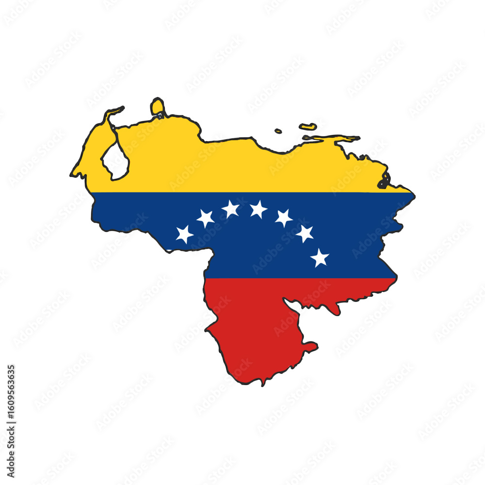 Poster outline of the country venezuela with a flag on a white background vector vector outline of the coun