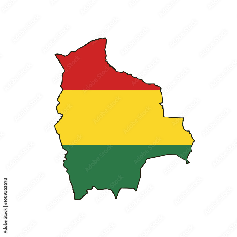 Poster outline of the country bolivia with a flag on a white background vector vector outline of the countr