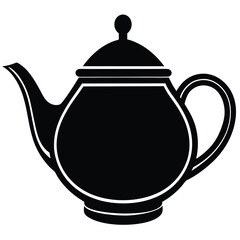 Vector art of a classic teapot silhouette isolated on white background