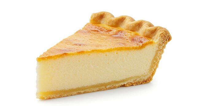 buttermilk honey pie slice isolated for culinary and dessert photography use