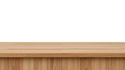 Wooden surface against an isolated transparent setting for product display purposes