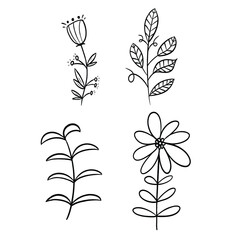 Minimal Line Art Leaf Branch Illustration