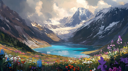 Summer Alps With Towering Anvil Clouds Beams