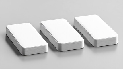 Three blank rectangular white objects