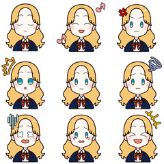 ブレザーを着た女の子の表情差分セット4