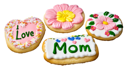 Colorful decorated cookies for Mothers Day celebration