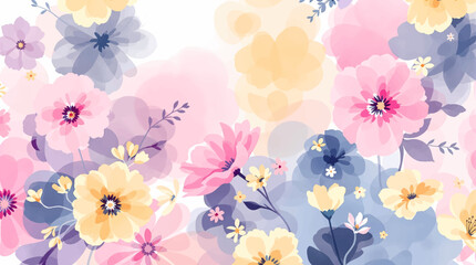 Abstract spring floral art background vector illustration. Watercolor hand painted botanical flower, leaves and nature background. Design for wallpaper, poster, banner, card, print, web and packaging.