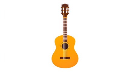 Naklejka premium minimalist vector drawing of a light brown wooden acoustic guitar with a simple design