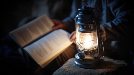 Reading by lantern light