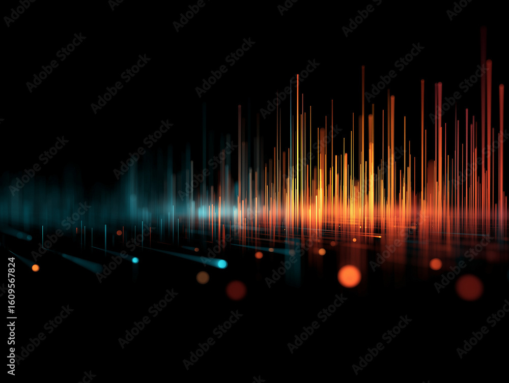 Poster vibrant data streams with glowing lines perfect for modern technology presentations