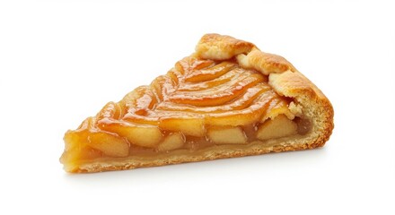 caramel apple galette slice isolated on a white background for bakery and dessert photography