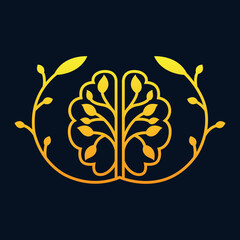 Luxury Golden Brain Logo Design for Creative Minds icon vector