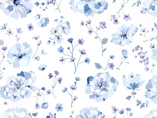 Abstract floral art background vector. Botanical watercolor hand drawn flowers paint brush line art. Design illustration for wallpaper