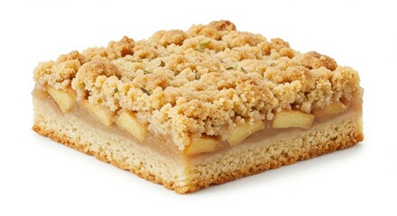 Isolated apple fennel crumble bar for snack photography and culinary use