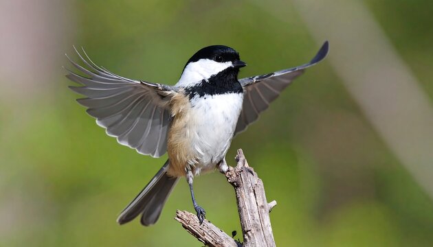 Chickadee in flight pose