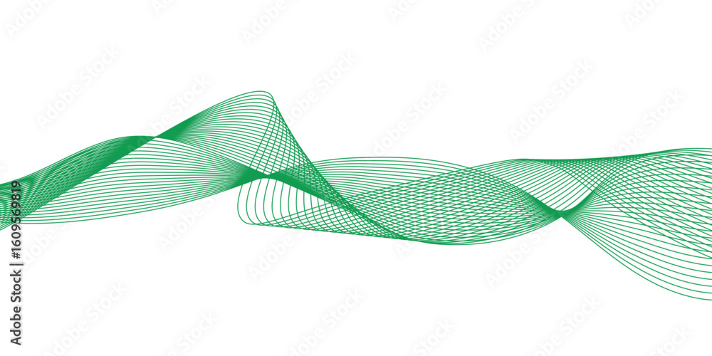 Fototapete abstract wavy green stream element for design on transparent background isolated. green lines vector