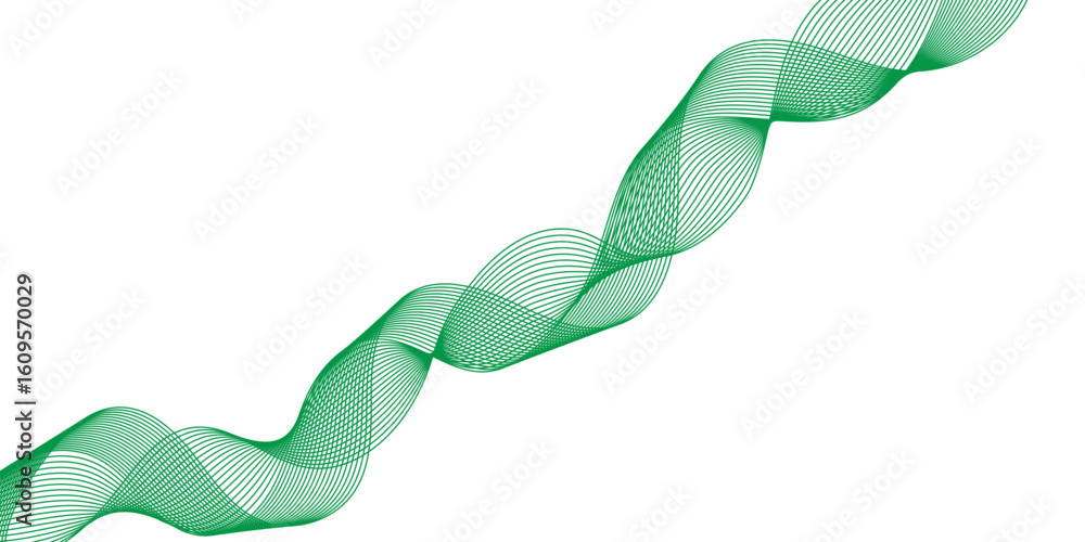 Fototapete abstract wavy green stream element for design on transparent background isolated. green lines vector