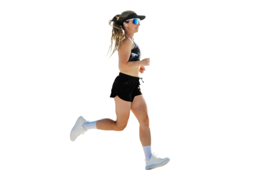 Energizing run along the beach with a determined stride, transparent background. - Powered by Adobe