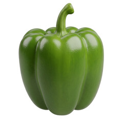 A realistic 3D render of a whole green bell pepper, isolated on a transparent background (PNG)