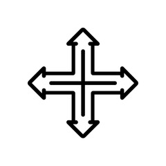 Obraz premium Four-way arrow icon indicating multidirectional movement, vector illustration 
