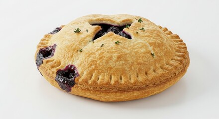 blueberry thyme hand pie isolated on white background for food photography and culinary presentations