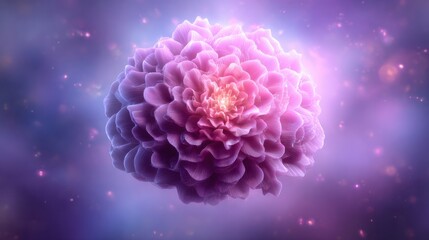 Evolving Brain Transforms Into a Blooming Flower Against a Soft Futuristic Background With an Open Top Space
