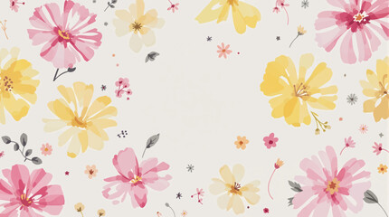 Abstract floral in pattern vector background. Blossom wallpaper with green leaves, pink flower in watercolor texture. Spring flowers illustration suitable for fabric, prints, cover.