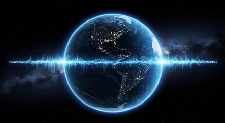 Obraz premium Earth's Digital Pulse: Global Network and Energy Flow