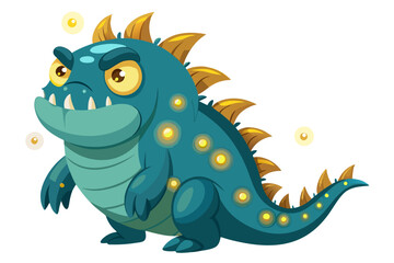 A humorous and colorful cartoon illustration of an anglerfish with a glowing lure, large eyes, and a wide mouth full of sharp teeth. 