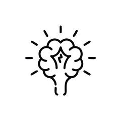 Outline a brain with radiating lines lightning bolt mind idea